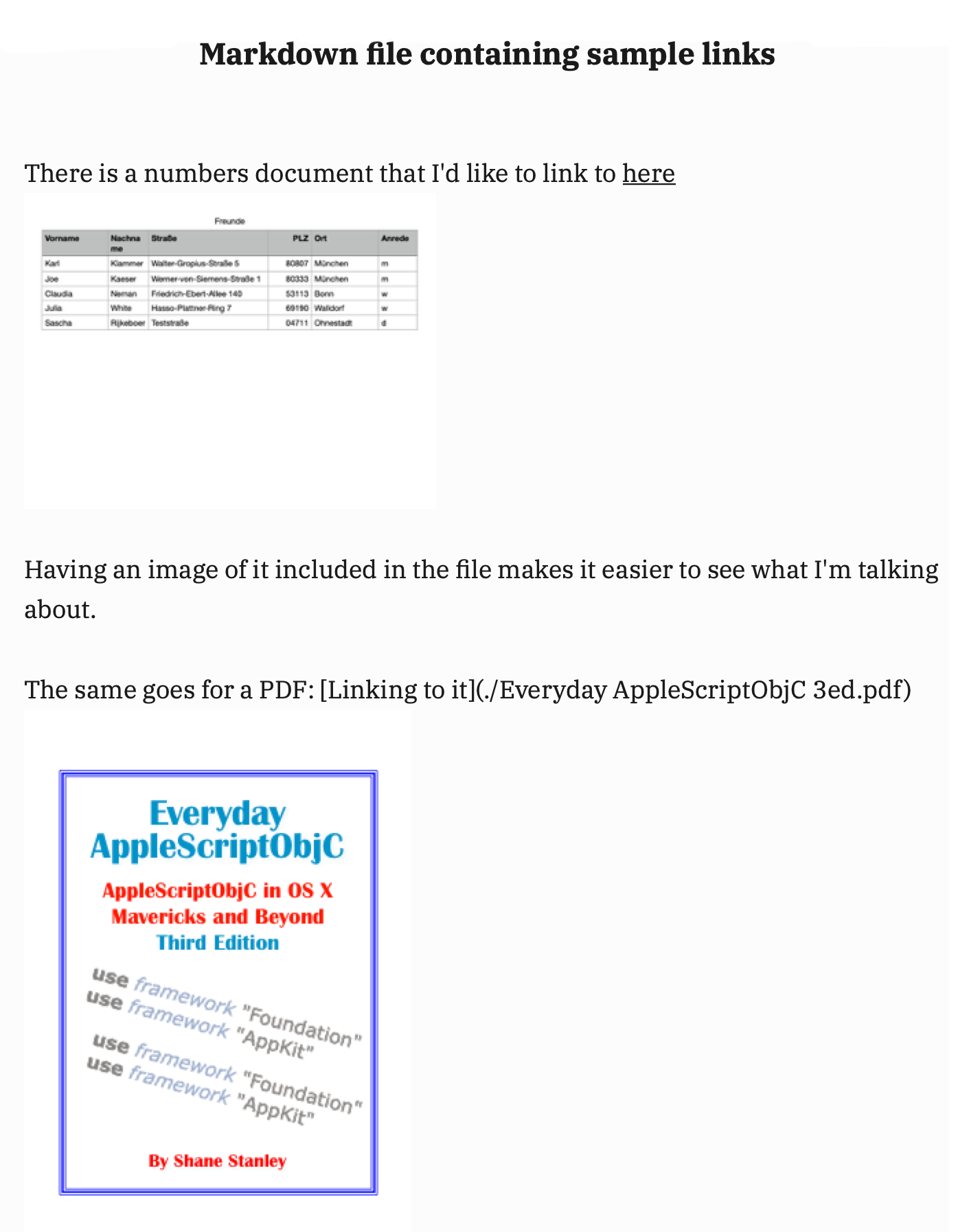 Markdown file with preview thumbnails