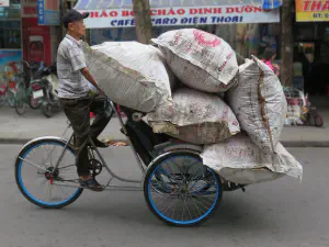 Reissacktransport per Rikscha